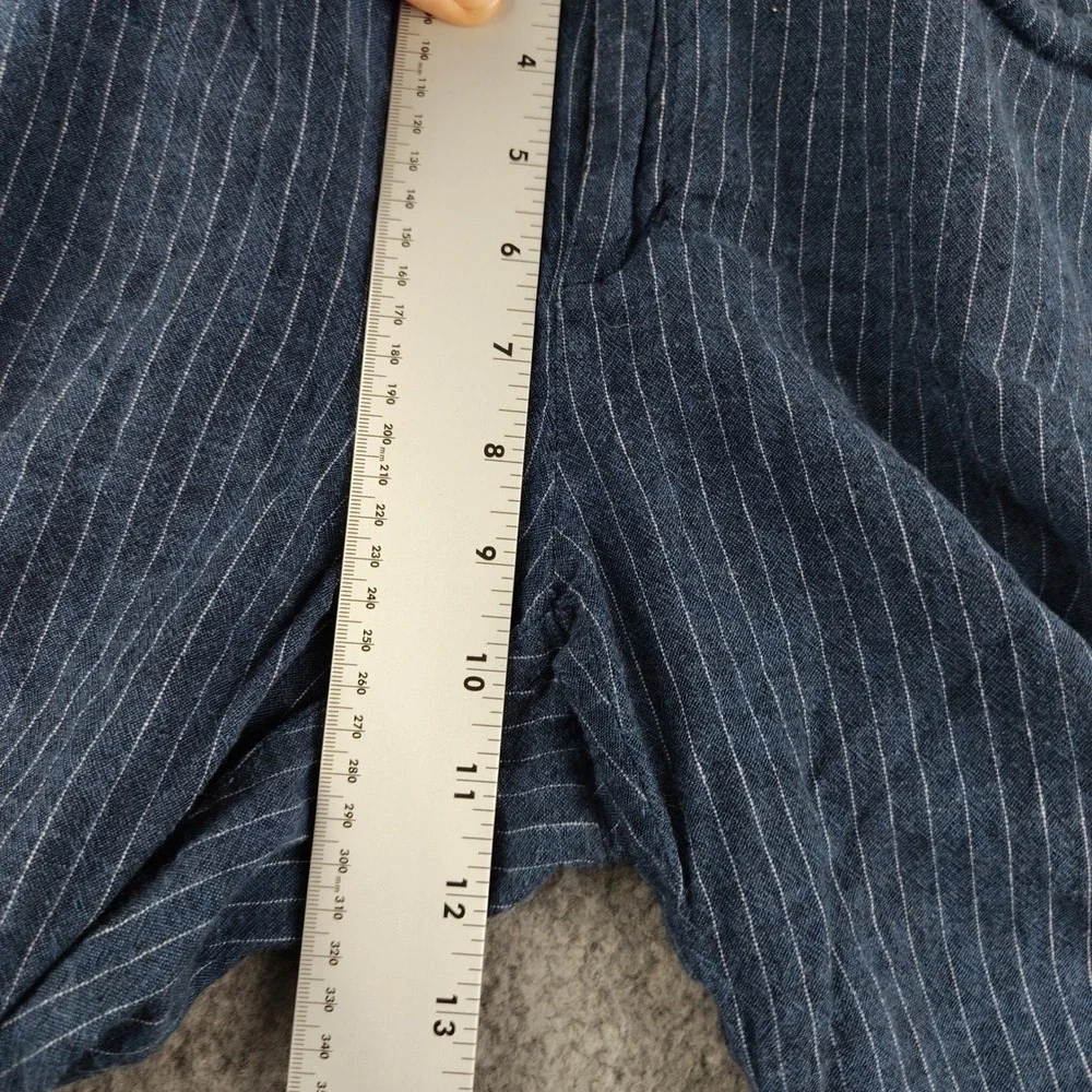 Banana Republic Linen Blend Pants Sz 8 Avery Blue Pinstripe Ankle Crop Trousers